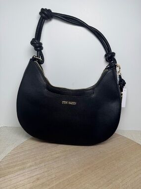 Steve Madden Bbillie Shoulder Bag Black Crescent Knot Strap NWT DR143635
